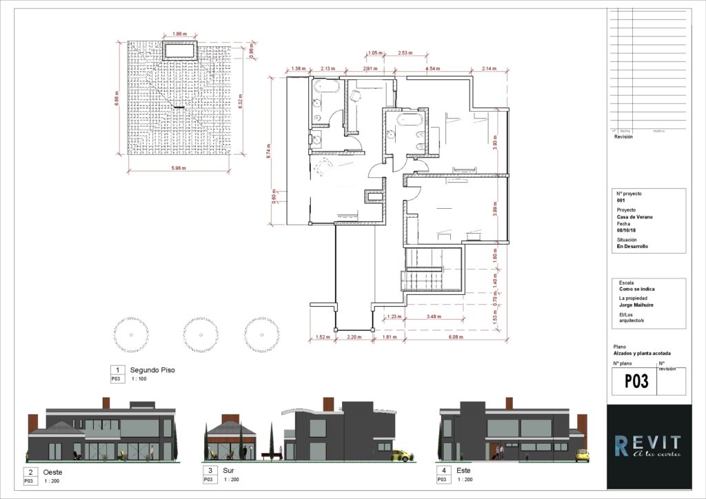 Plano de segundo nivel con secciones REVIT-ARQUTECTURA-(I)—Jorge-Alberto-Maihuire-Becerra-003