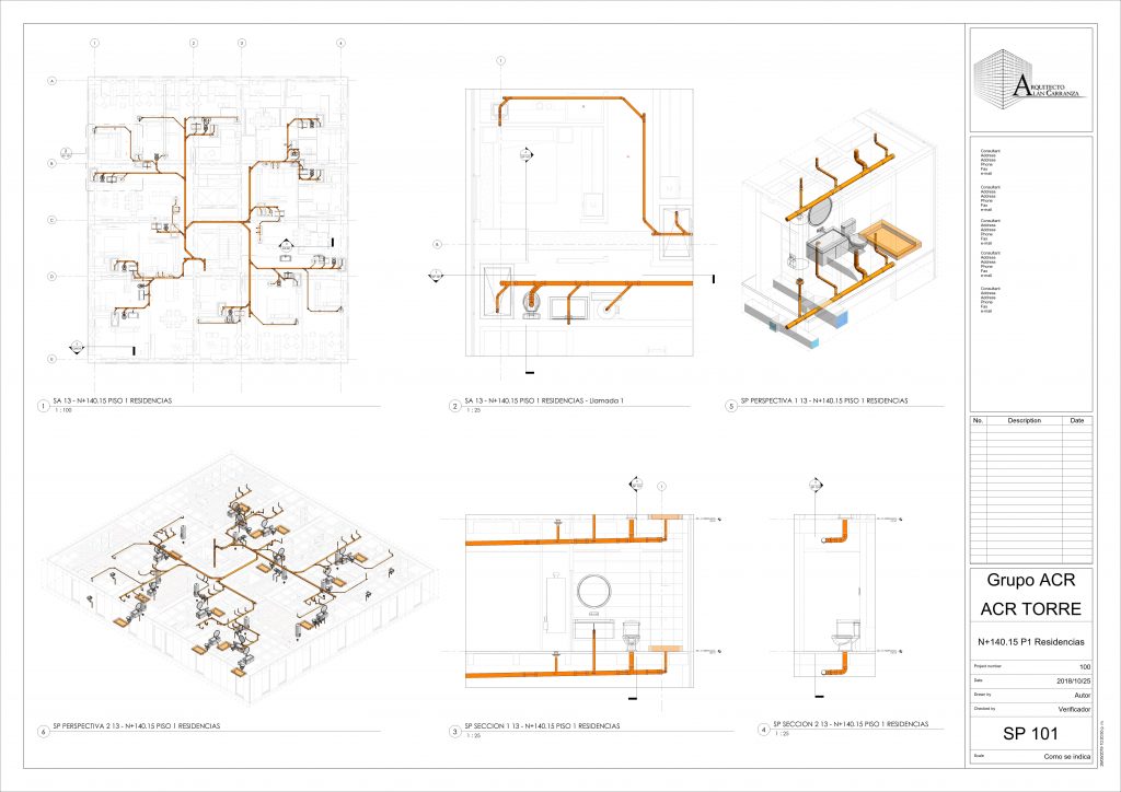Revit Instalaciones MEP I – Alan Carranza – Plano – SP 101 – N+140-15 P1 Res